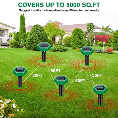 Solar Powered Ultrasonic Mole Repeller, Set of 4