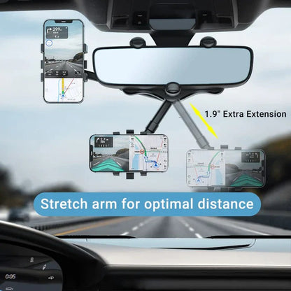 360 Degree Rotatable Car Phone Holder for Rear View Mirror