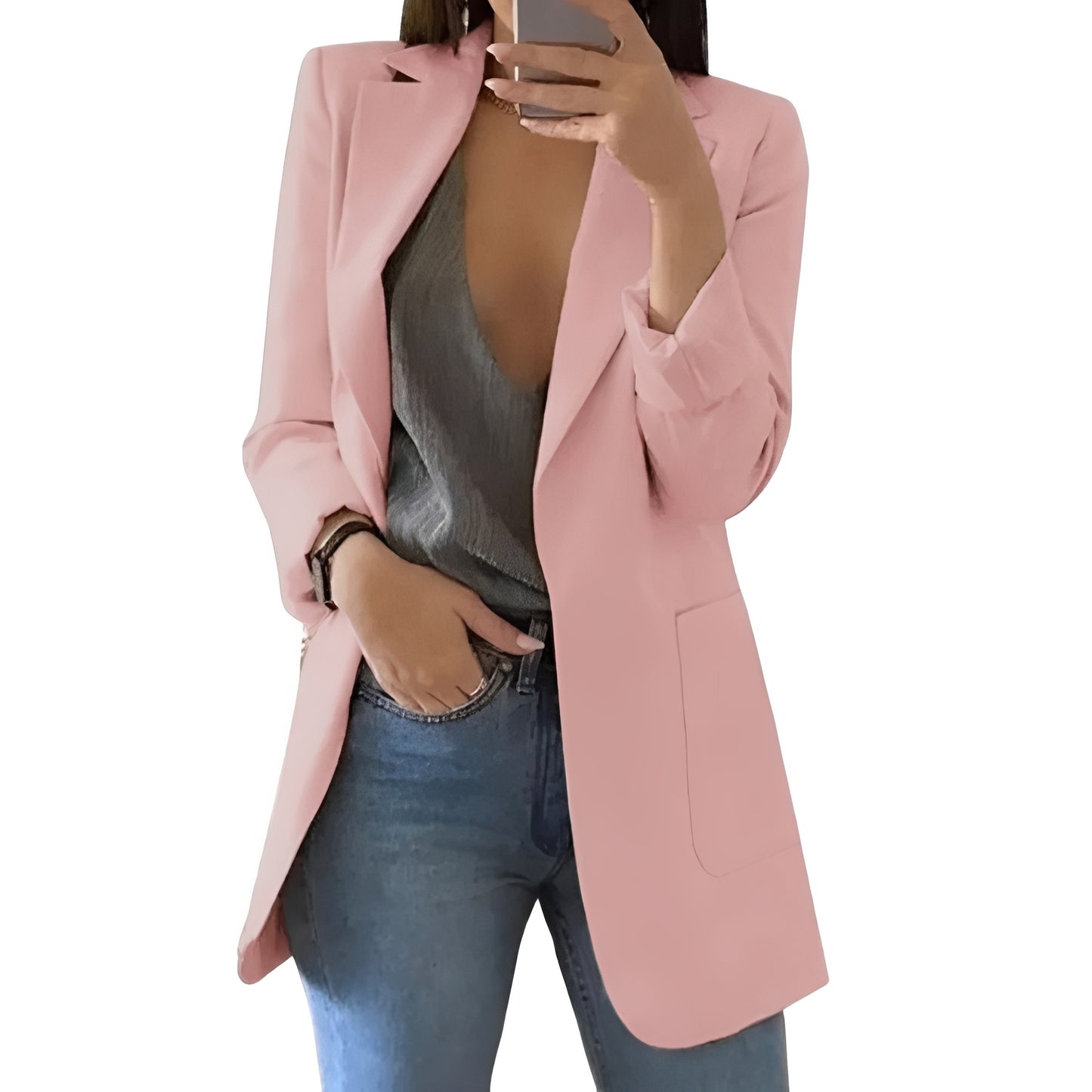 Women's Elegant Blazer with Open Front Design