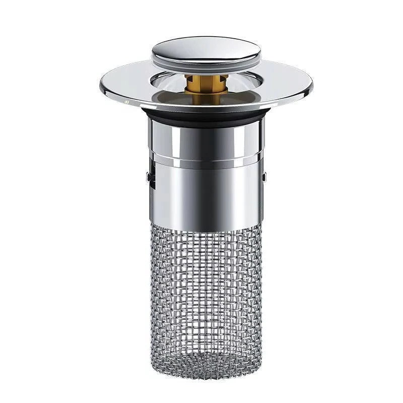 Pop Up Sink Drain Plug with Hair and Debris Catcher for Bathroom and Kitchen