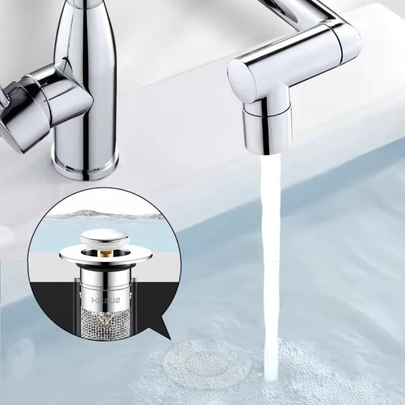 Pop Up Sink Drain Plug with Hair and Debris Catcher for Bathroom and Kitchen