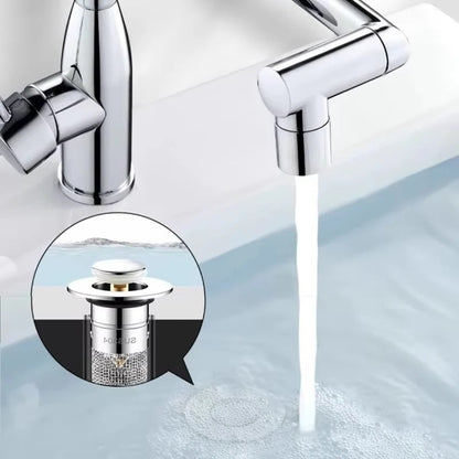 Pop Up Sink Drain Plug with Hair and Debris Catcher for Bathroom and Kitchen
