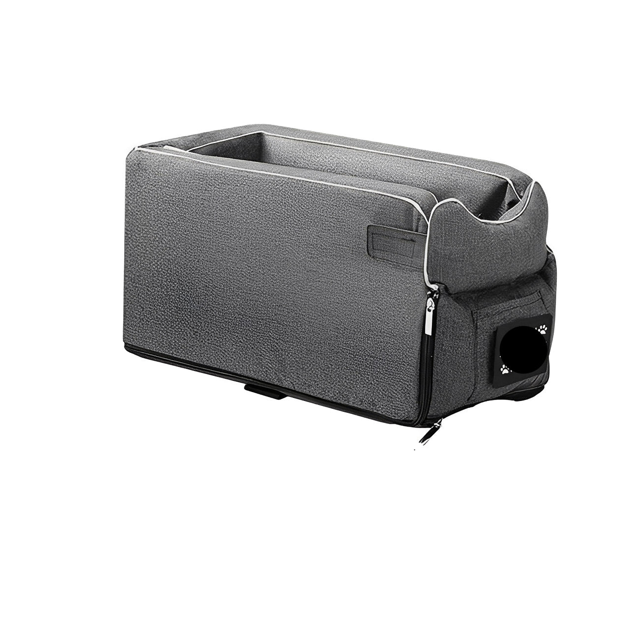 Compact Pet Travel Seat for Cars, Armrest Mount, Zipper Closure, Small Pets