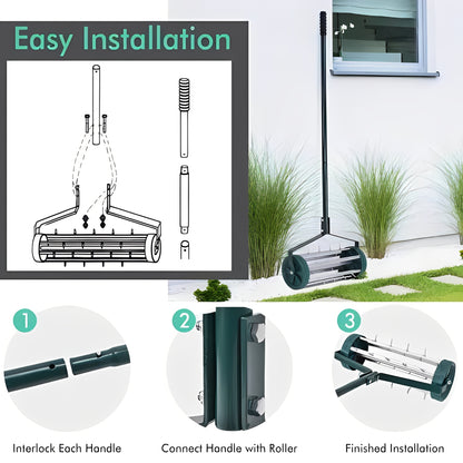 Lawn Aerator Tool with Steel Spikes, Manual Soil Aeration for Yard and Garden