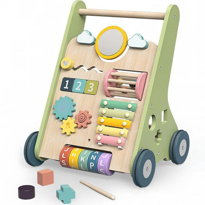 Wooden Activity Walker with Adjustable Wheel Resistance