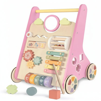 Wooden Activity Walker with Adjustable Wheel Resistance