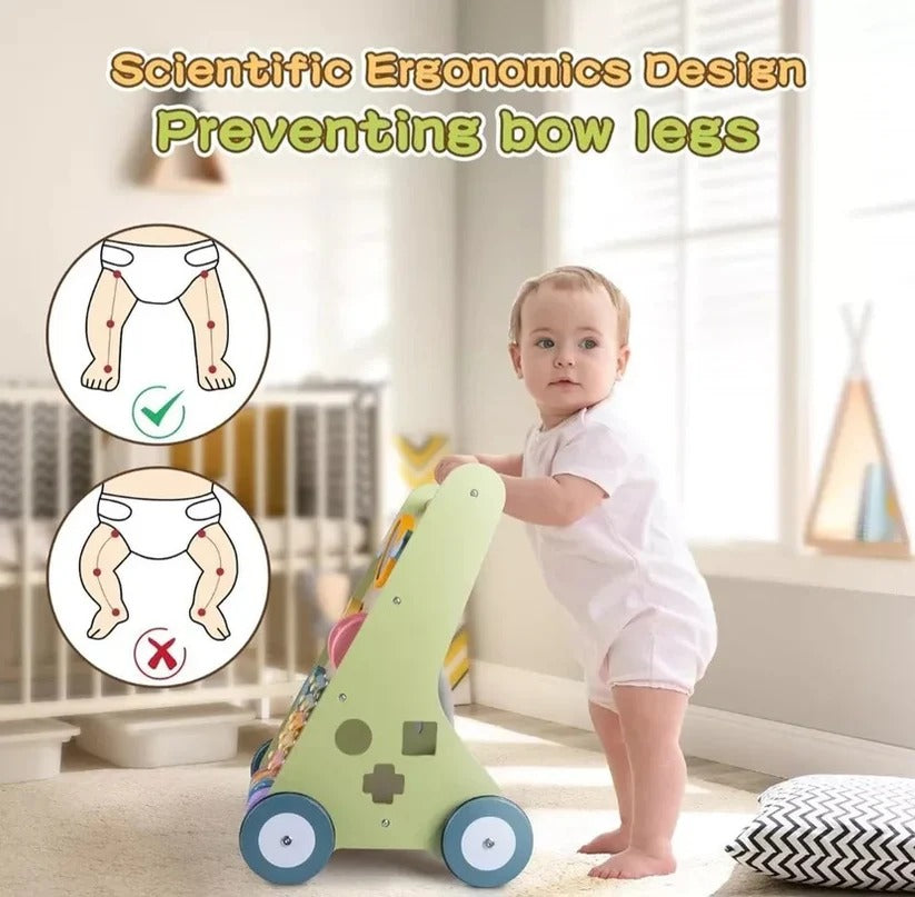 Wooden Activity Walker with Adjustable Wheel Resistance