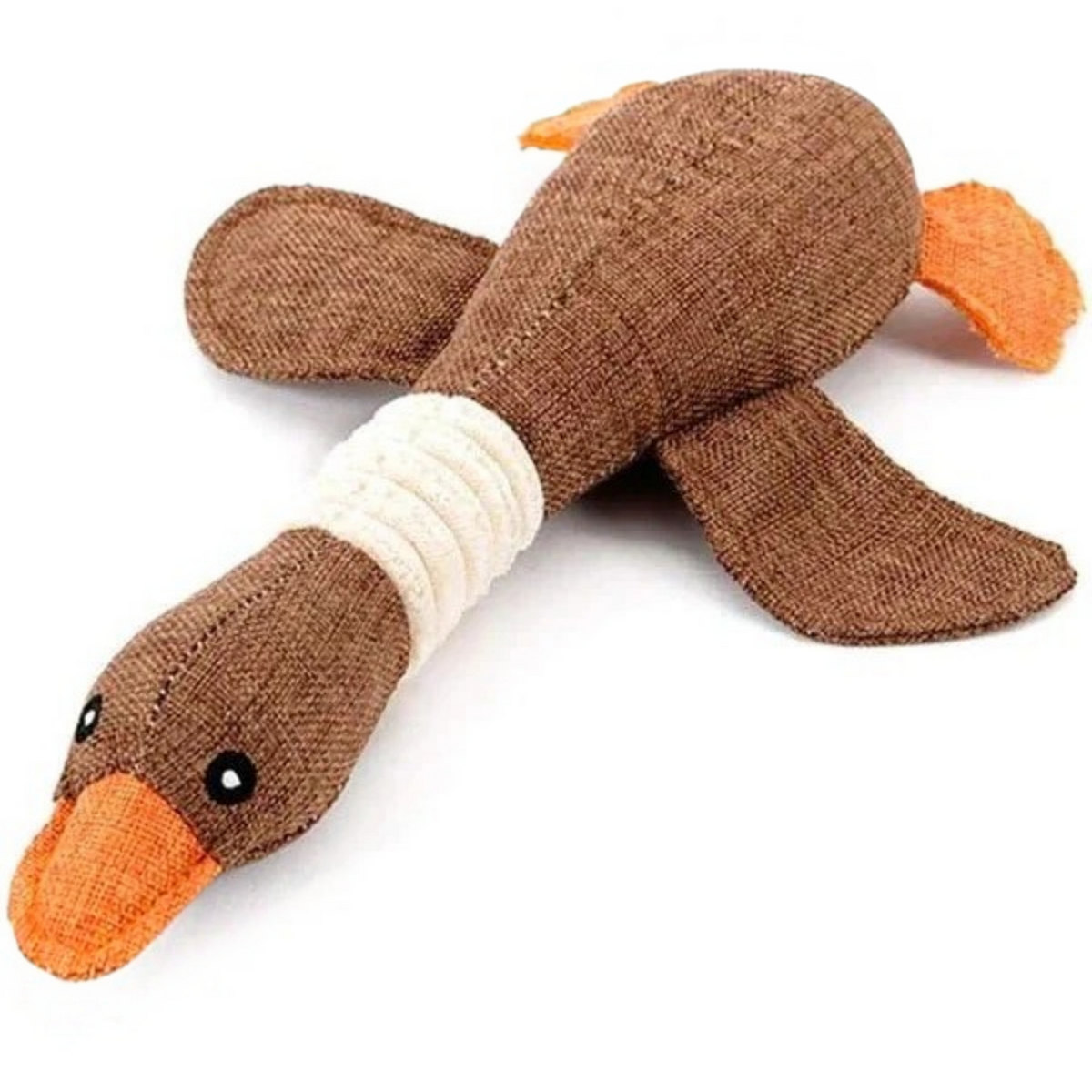 Reinforced Goose Plush Dog Toy with Textured Fabric