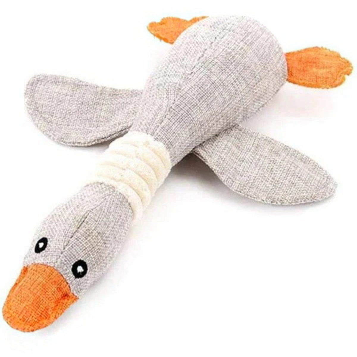 Reinforced Goose Plush Dog Toy with Textured Fabric