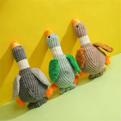 Reinforced Goose Plush Dog Toy with Textured Fabric