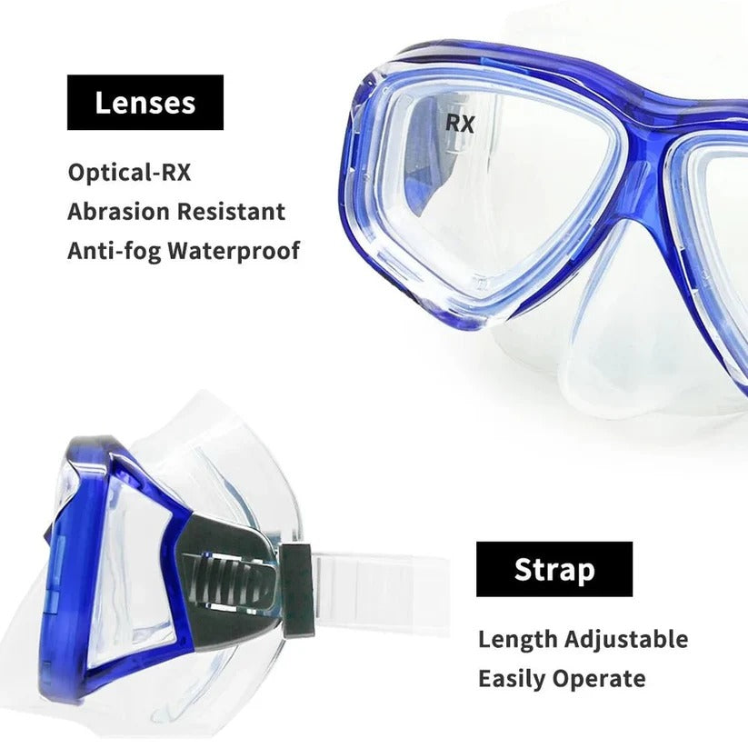 Tempered Glass Scuba Mask with Silicone Seal, Anti Fog Lens