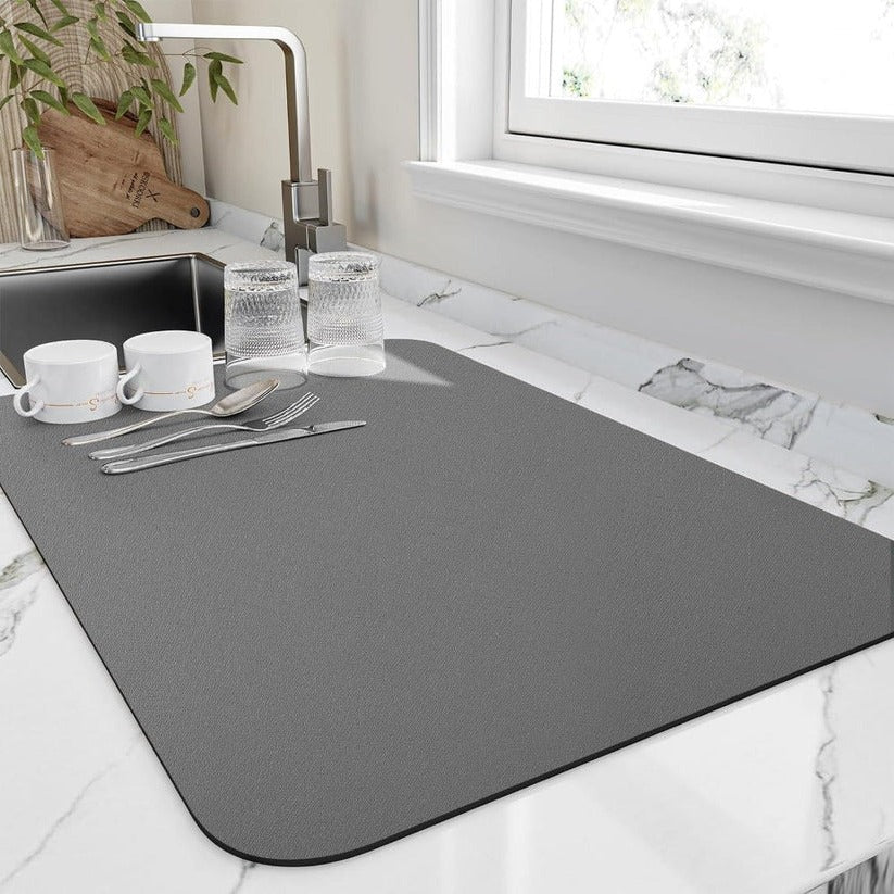 Kitchen Dish Drying Mat with Quick Absorbent Microfiber