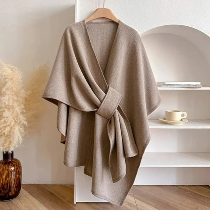 Women's Microfiber Poncho Coat with Adjustable Front Closure