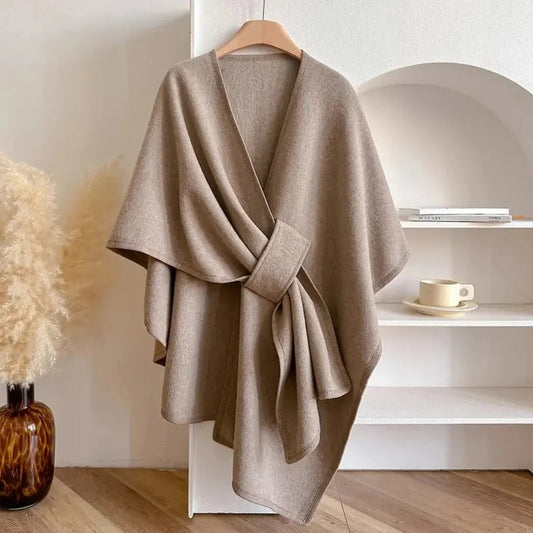 Women's Microfiber Poncho Coat with Adjustable Front Closure