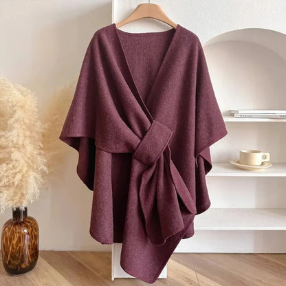 Women's Microfiber Poncho Coat with Adjustable Front Closure