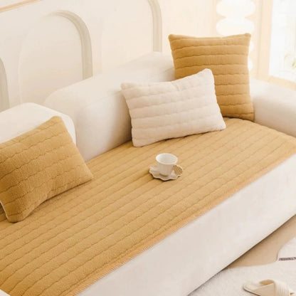 Textured Thick Plush Sofa Slipcover with Anti Slip Grip and Washable Design