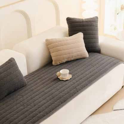 Textured Thick Plush Sofa Slipcover with Anti Slip Grip and Washable Design