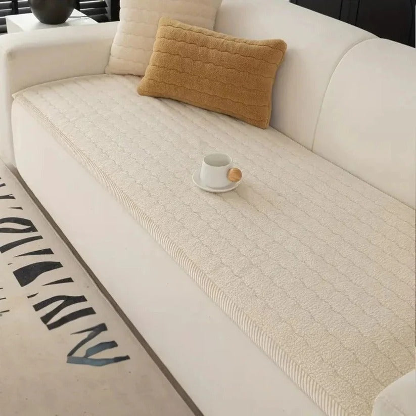 Textured Thick Plush Sofa Slipcover with Anti Slip Grip and Washable Design