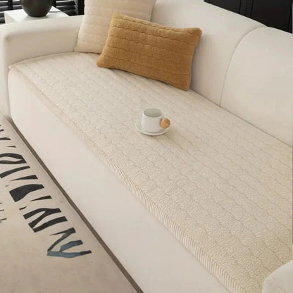 Textured Thick Plush Sofa Slipcover with Anti Slip Grip and Washable Design