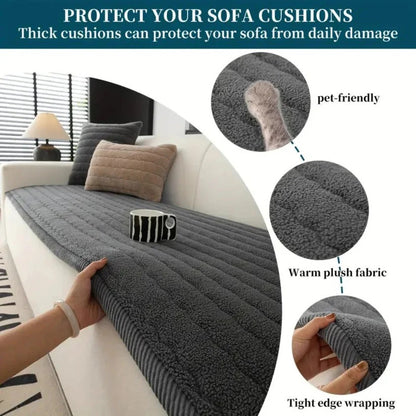Textured Thick Plush Sofa Slipcover with Anti Slip Grip and Washable Design