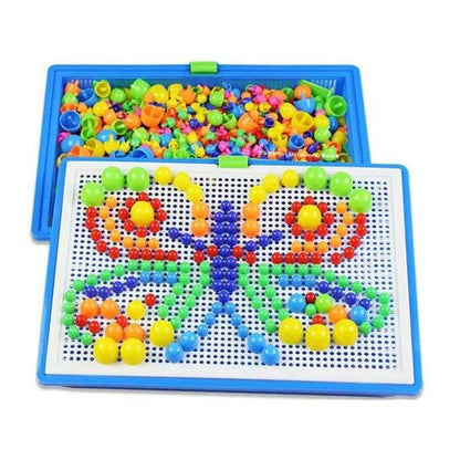 Mosaic Peg Board Puzzle Set for Kids with Storage Box, 296 Pieces