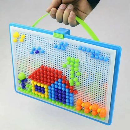 Mosaic Peg Board Puzzle Set for Kids with Storage Box, 296 Pieces