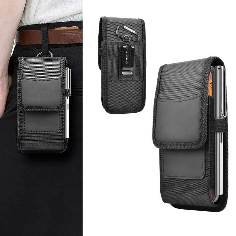 Cell Phone Belt Clip Case with  Pouch and Flap Closure