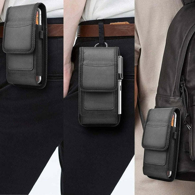 Cell Phone Belt Clip Case with  Pouch and Flap Closure