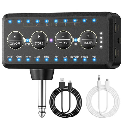 Mini Headphone Guitar Amplifier with 10 Preamps and USB Recording