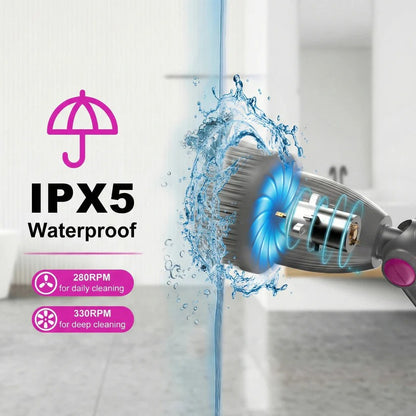 Electric Spin Scrubber with Rotating Brush Head and Adjustable Handle