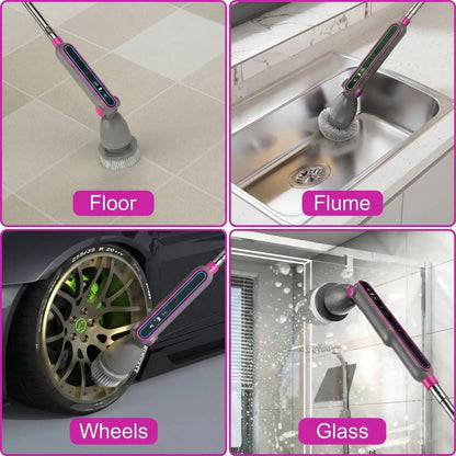 Electric Spin Scrubber with Rotating Brush Head and Adjustable Handle