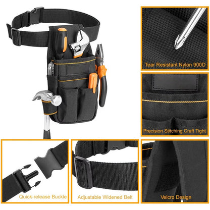 Electrician Tool Pouch with Adjustable Belt and Reinforced Base