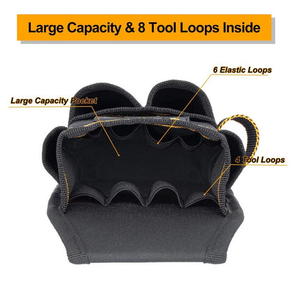 Electrician Tool Pouch with Adjustable Belt and Reinforced Base