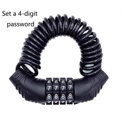 Motorcycle Helmet Cable Lock with 59 Inch Steel Cable and Resettable Combination