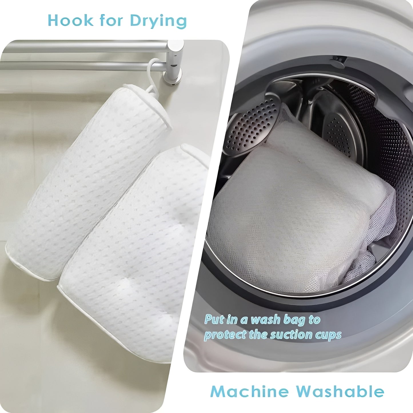 Bathtub Pillow with Suction Cup Base for Neck and Back Support