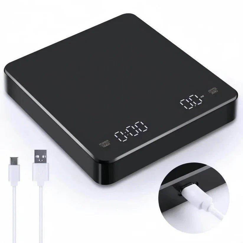 Coffee Scale with Timer and Drip Mat, 3kg Capacity with Built In Timer