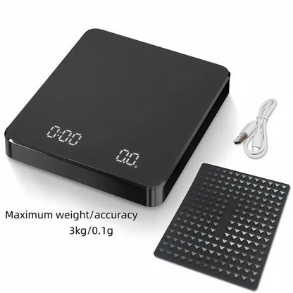 Coffee Scale with Timer and Drip Mat, 3kg Capacity with Built In Timer