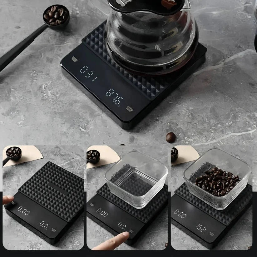 Coffee Scale with Timer and Drip Mat, 3kg Capacity with Built In Timer