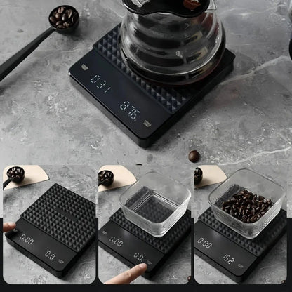Coffee Scale with Timer and Drip Mat, 3kg Capacity with Built In Timer