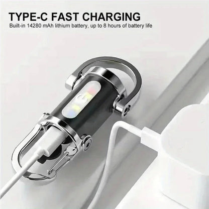 Rechargeable Keychain Flashlight with 6 Light Modes and COB Work Light