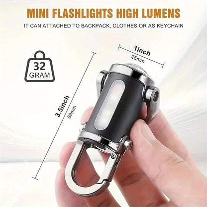 Rechargeable Keychain Flashlight with 6 Light Modes and COB Work Light