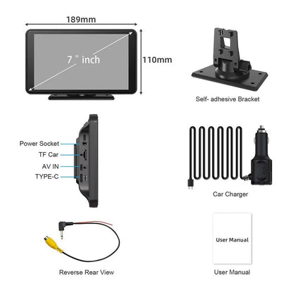 Wireless 7 Inch Car Touchscreen Displace with Voice Control for Vehicles