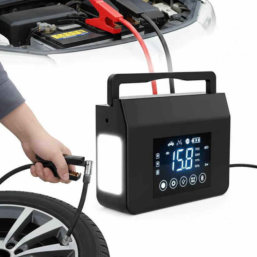 Portable Car Jump Starter with Built In Tire Air Compressor and Digital Screen