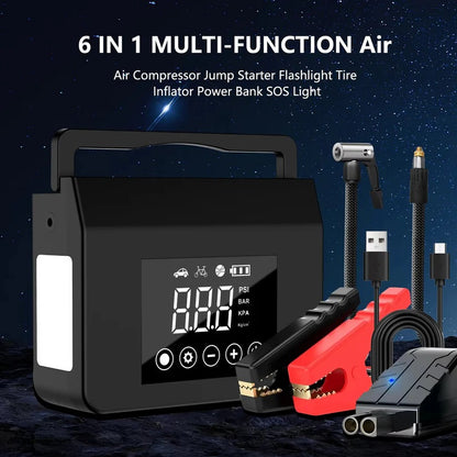 Portable Car Jump Starter with Built In Tire Air Compressor and Digital Screen