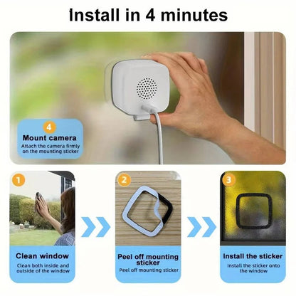 1080P Indoor WiFi Camera with Adhesive Window Mount and Two Way Audio