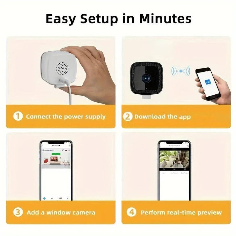 1080P Indoor WiFi Camera with Adhesive Window Mount and Two Way Audio
