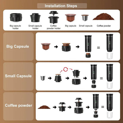 Portable 20 Bar Espresso Machine with Capsule and Ground Coffee Support