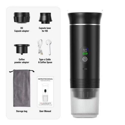 Portable 20 Bar Espresso Machine with Capsule and Ground Coffee Support