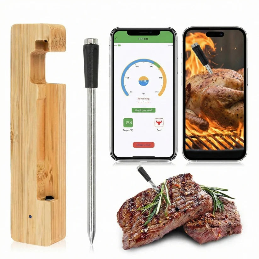 Bluetooth 5.2 Wireless Meat Thermometer with App Control for BBQ and Grill