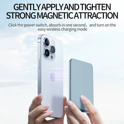 Slim Aluminum Magnetic Portable Charger with Fast Wireless Charging for iPhone